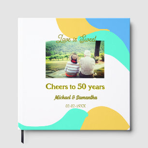 cheers to 50 years anniversary love is Sweet retro Guest Book