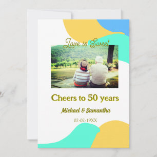 cheers to 50 years anniversary love is Sweet retro Invitation