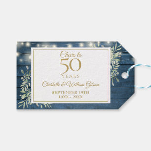 Cheers To 50 Years Anniversary Rustic Greenery Gift Tags