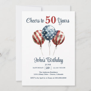 Cheers to 50 Years Birthday Party  Invitation