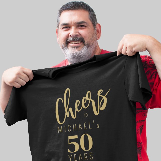 Cheers to 50 years birthday personalised black T-Shirt (Creator Uploaded)