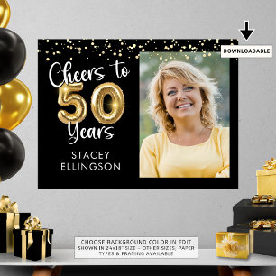 Cheers to 50 Years Birthday Photo Welcome Sign