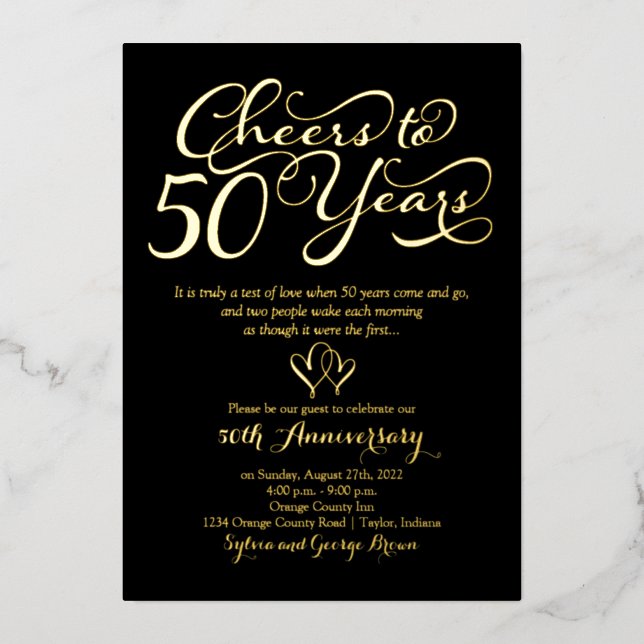 Cheers to 50 Years Black 50th Wedding Anniversary (Front)