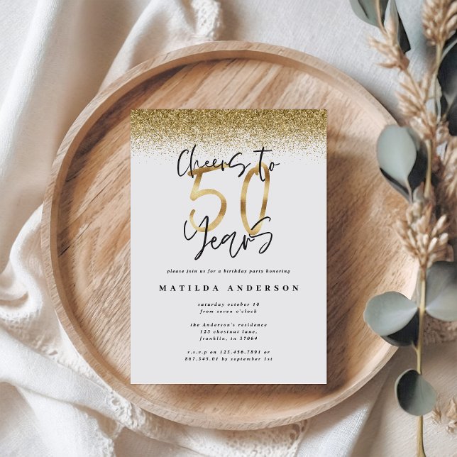 Cheers to 50 years black and gold modern stylish (Creator Uploaded)