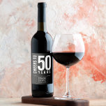 Cheers to 50 Years Black Wine Label<br><div class="desc">Personalised wine bottle labels with the birthday years,  honoree's name and party date on a black background,  or any colour you choose.  Ideal for any birthday year celebration,  retirement party,  anniversary celebration,  party favour or for any occasion. MORE colours in our store.</div>