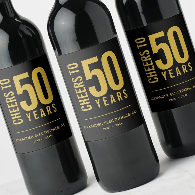 Cheers to 50 Years Business Anniversary Wine Label (Creator Uploaded)