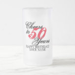 Cheers to 50 years custom 50th Birthday gift Frosted Glass Beer Mug<br><div class="desc">Cheers to 50 years custom 50th Birthday gift Frosted Glass Beer Mug. Personalised drinking present for friends,  family,  coworker,  boss,  colleague,  employee etc. Vintage typography design with custom age.</div>