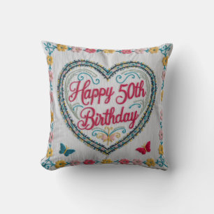 Cheers to 50 Years: Elegant Throw Pillow