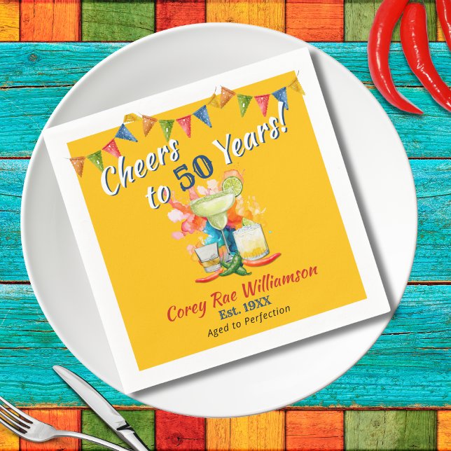 Cheers to 50 Years Fiesta 50th Birthday Party Napkin (Creator Uploaded)