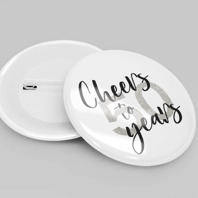 Cheers to 50 Years Glitter 50th Birthday 6 Cm Round Badge (Creator Uploaded)
