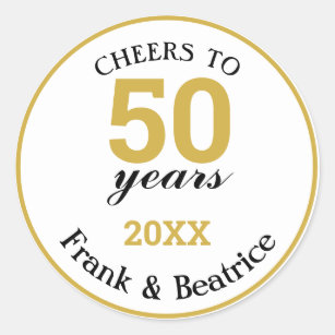 Cheers to 50 Years Gold 50th Anniversary Classic Round Sticker
