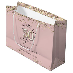 Cheers to 50 Years Gold Glitter Large Gift Bag