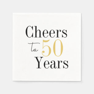 Cheers to 50 Years Minimal Black Gold Party Napkin