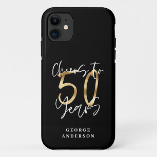 cheers to 50 years modern black and gold iPhone 11 case