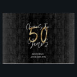cheers to 50 years modern black and gold cutting board<br><div class="desc">Modern glitter black and gold 50th birthday gift. Part of a elegant stylish collection.</div>