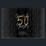 cheers to 50 years modern black and gold cutting board<br><div class="desc">Modern glitter black and gold 50th birthday gift. Part of a elegant stylish collection.</div>