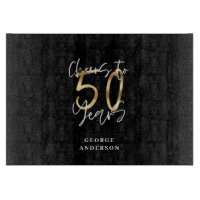 cheers to 50 years modern black and gold