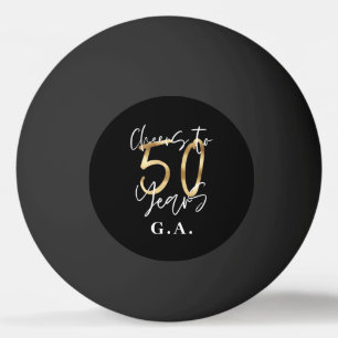 cheers to 50 years modern black and gold ping pong ball