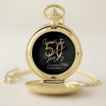 cheers to 50 years modern black and gold pocket watch<br><div class="desc">Modern glitter black and gold 50th birthday gift. Part of a elegant stylish collection.</div>