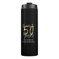 cheers to 50 years modern black and gold
