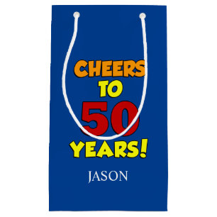 Cheers To 50 Years Personalized 50th Birthday Small Gift Bag