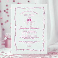 Cheers to 50 Years Pink Whimsical Doodle 