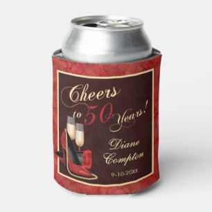 Cheers to 50 Years Red Gold Black Can Cooler