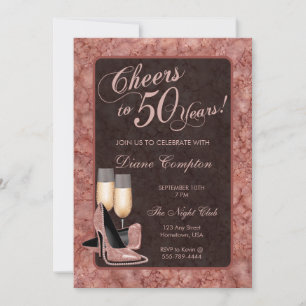 Cheers to 50 Years Rose Gold Birthday Invitation