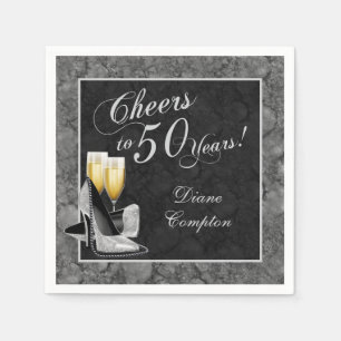 Cheers to 50 Years Silver and Black Napkin