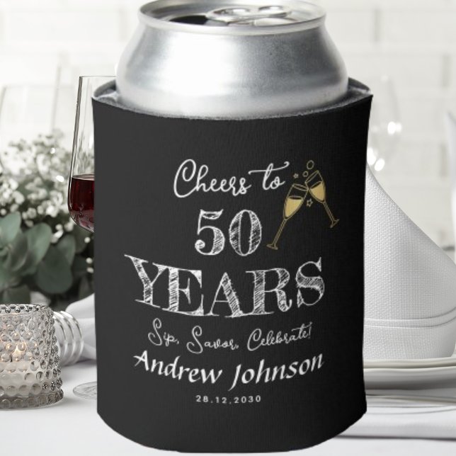 Cheers To 50 Years Sip Savour Celebrate! Birthday Can Cooler (Creator Uploaded)