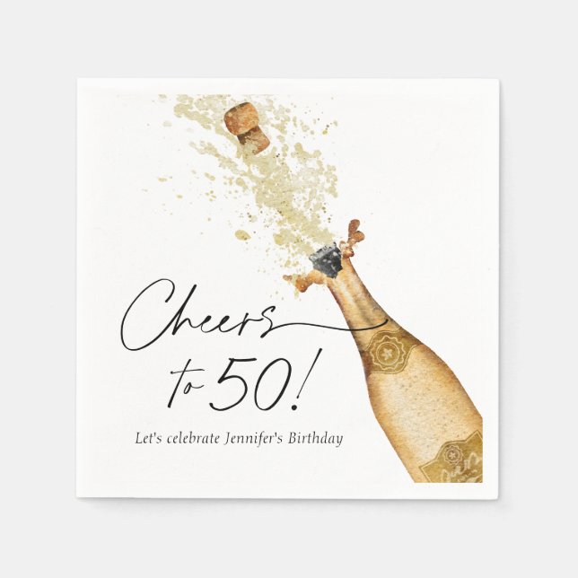 Cheers to 50th Birthday Personalised Paper Napkin (Front)
