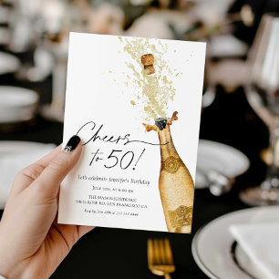 Cheers to 50th Birthday Photo Invitation