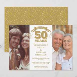 Cheers To 50th Wedding Anniversary 2 Photo Invitation