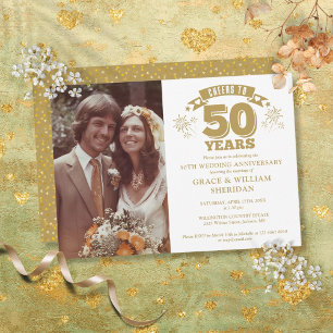 Cheers To 50th Wedding Anniversary Photo Invitation