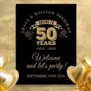 Cheers To 50th Wedding Anniversary Welcome Sign
