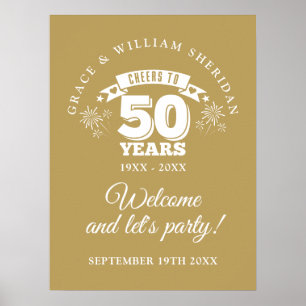 Cheers To 50th Wedding Anniversary Welcome Sign
