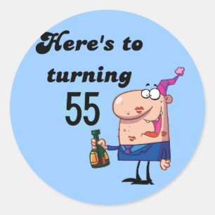 Cheers to 55 Birthday T-shirts and Gifts Classic Round Sticker