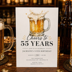 Cheers to 55 Years Birthday Invitation