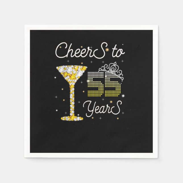 Cheers To 55 Years Old Happy 55th Birthday Queen D Napkin (Front)