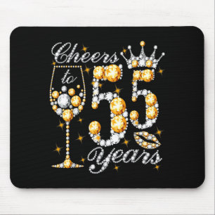 Cheers to 55 years old happy 55th birthday queen mouse pad
