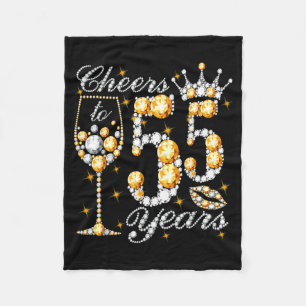 Cheers to 55 years old happy 55th birthday queenCh Fleece Blanket