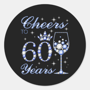 Cheers To 60 60Th Blue Style Classic Round Sticker