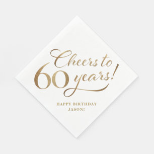 Cheers to 60 Birthday Glitter and Gold Napkin