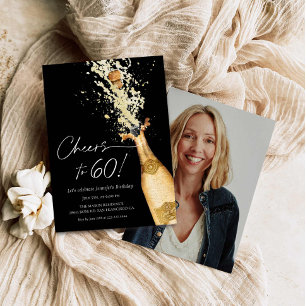 Cheers to 60 Birthday Photo Invitation