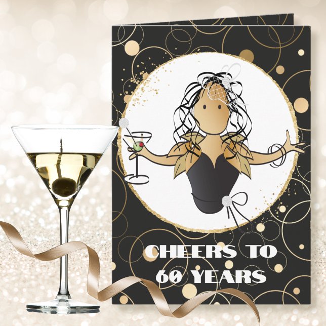 Cheers to 60 Bold Glam Woman Cartoon 60th Birthday Card (Creator Uploaded)