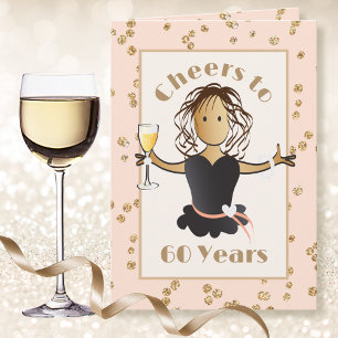 Cheers to 60 for Her Glitter Glam Birthday      Card