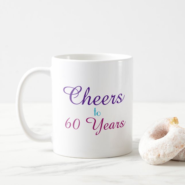 Cheers to 60 Years Birthday Colourful Coffee Mug (With Donut)