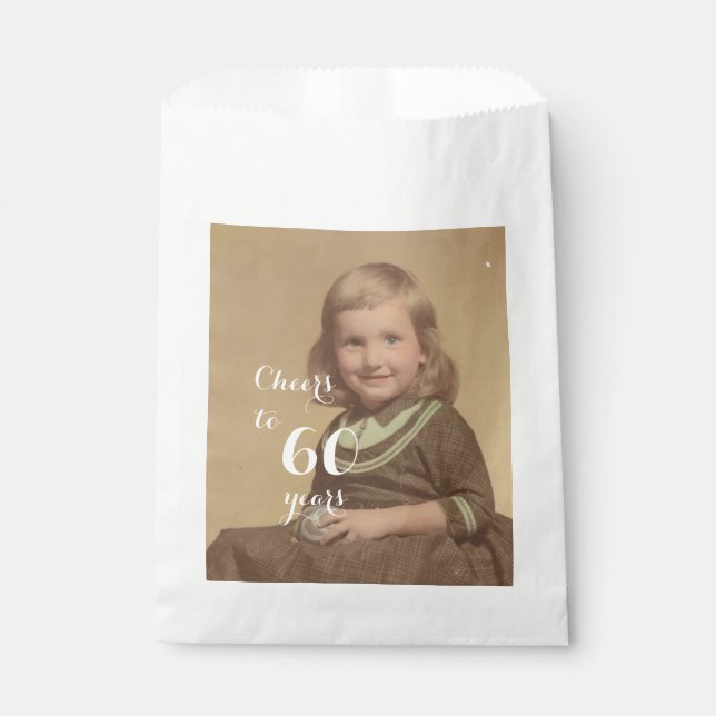 Cheers to 60 Years! Birthday Photo Favour Bag (Front)