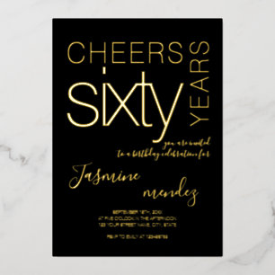 Cheers to 60 years Black Gold Elegant Birthday