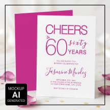 Cheers to 60 years Elegant Pink White Birthday 